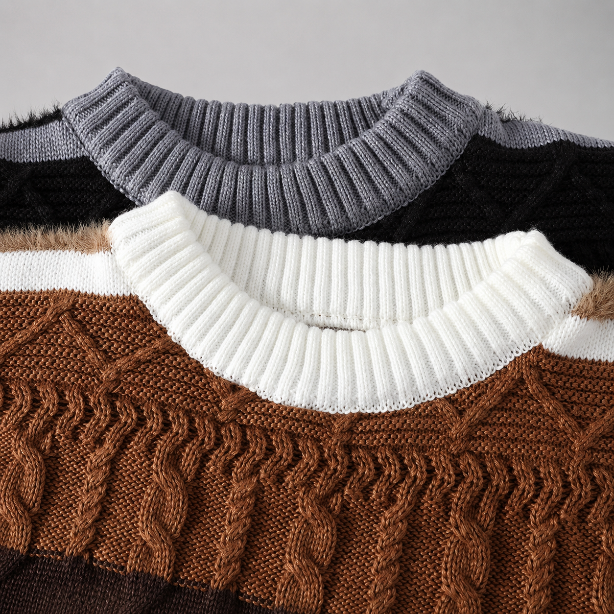 Dawson Men's Cable Knit Stripe Crewneck Sweater