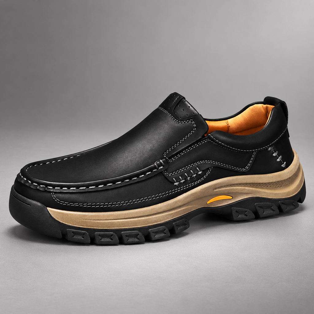 Dawson Men’s Leather-Look Slip-On Moc-Toe Walking Shoes