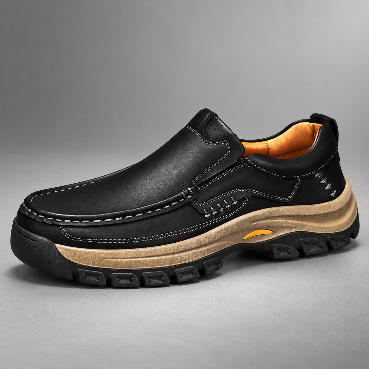 Dawson Men’s Leather-Look Slip-On Moc-Toe Walking Shoes