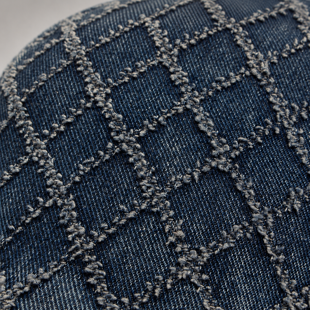 Dawson Diamond-Stitched Denim Flat Cap with Adjustable Buckle