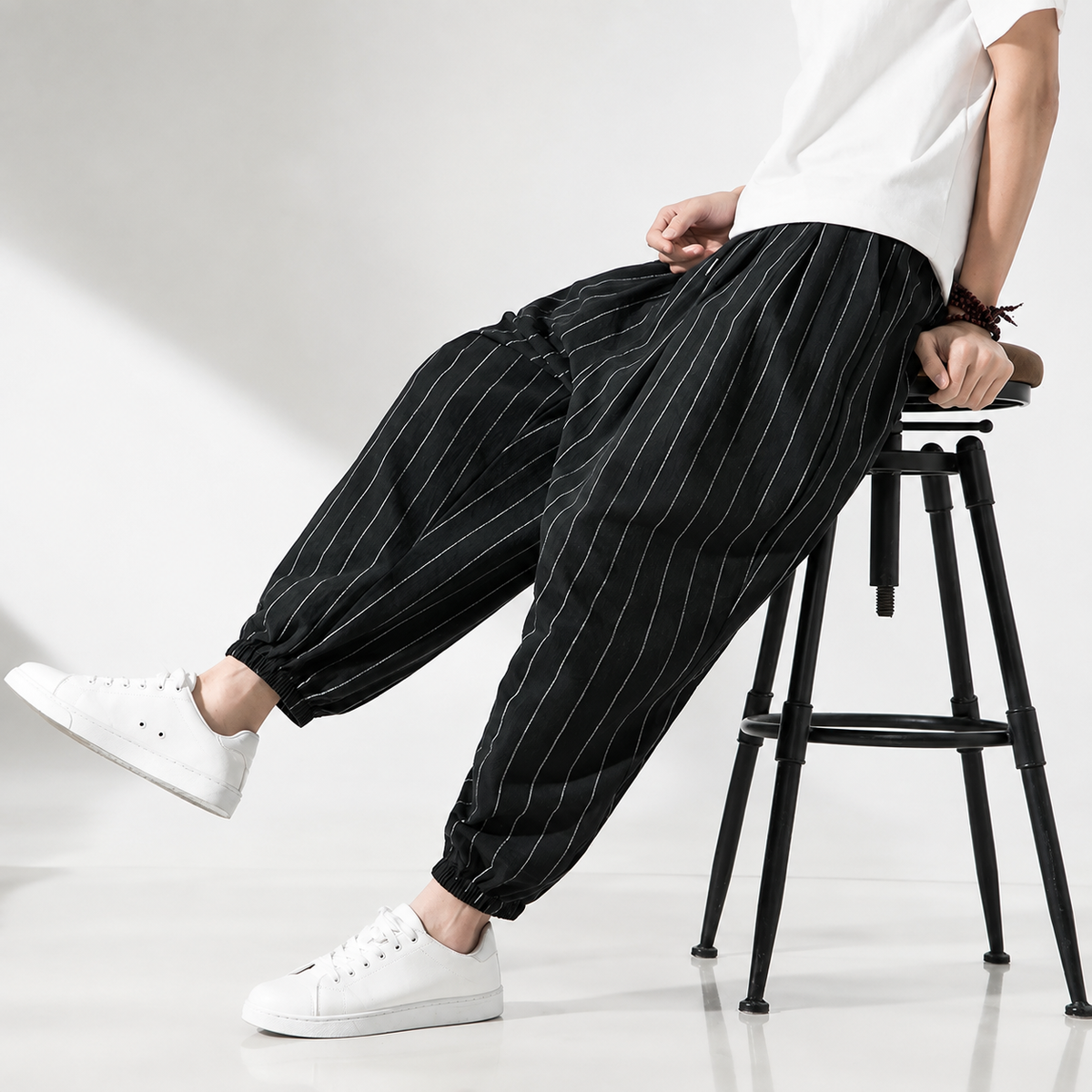 Dean Men's Linen Cotton Jogger Pants – Lightweight Tapered Drawstring Trousers