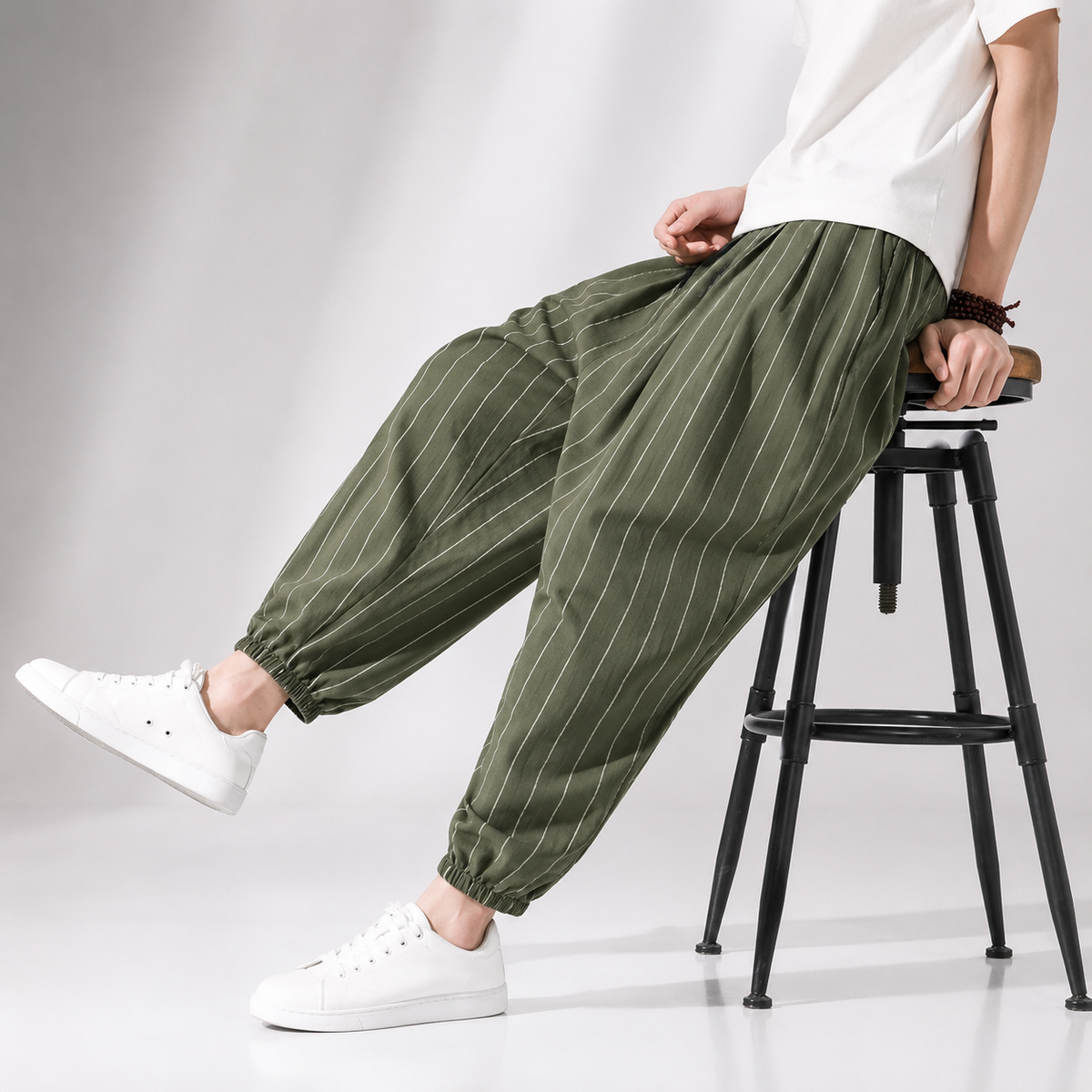 Dean Men's Linen Cotton Jogger Pants – Lightweight Tapered Drawstring Trousers