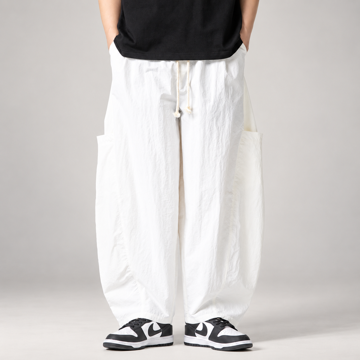 Declan Men’s Wide-Leg Cargo Pants with Drawstring Waist