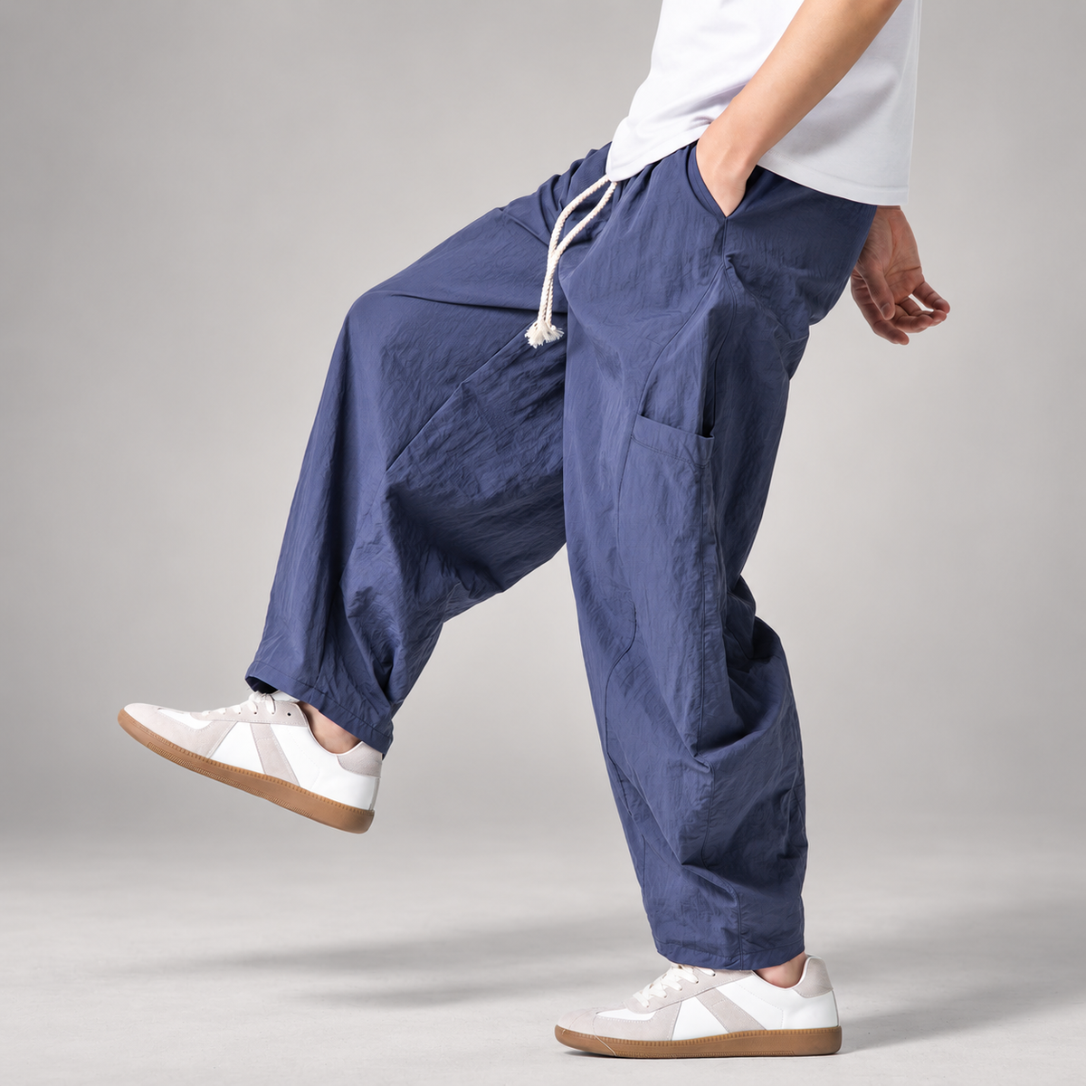 Declan Men’s Wide-Leg Cargo Pants with Drawstring Waist