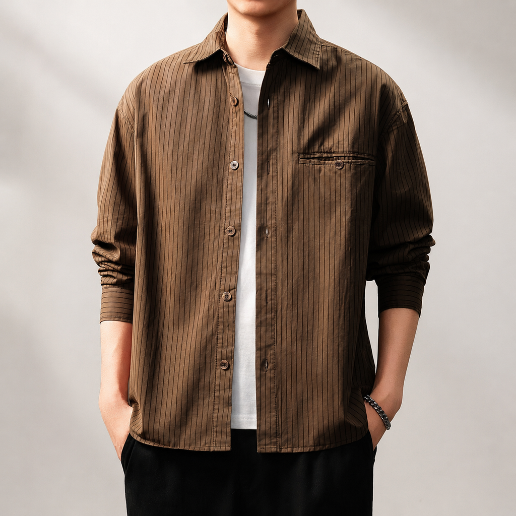 Denver Men’s Pinstripe Button-Up Overshirt