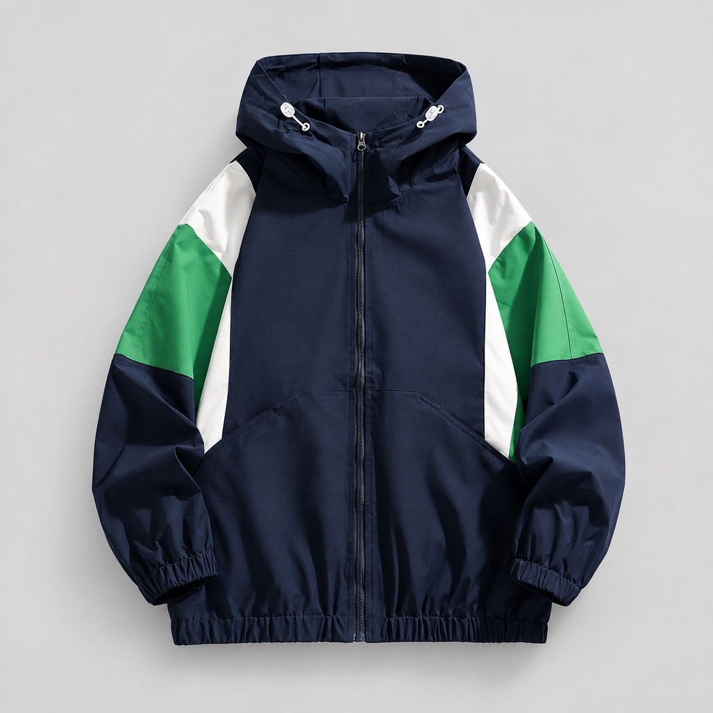 Desmond Men’s Color-Block Full-Zip Hooded Windbreaker Jacket