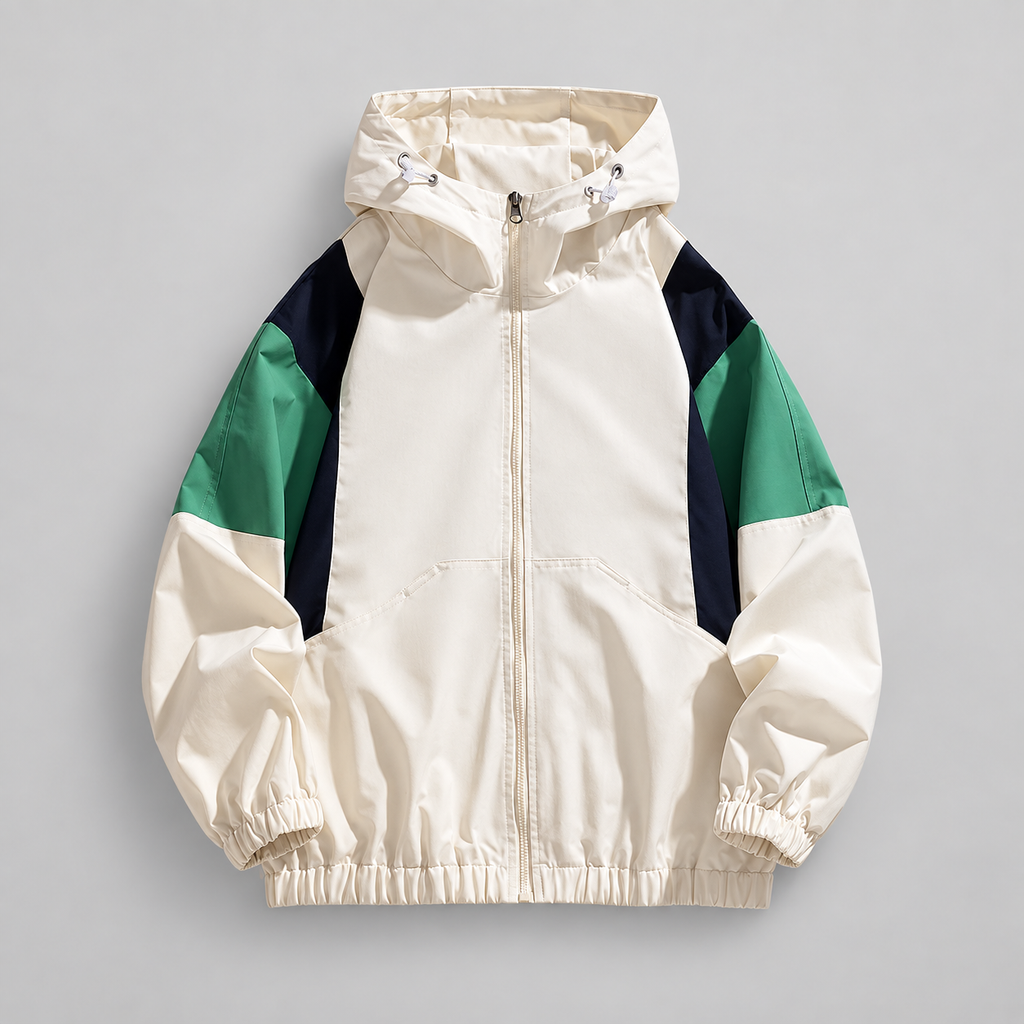 Desmond Men’s Color-Block Full-Zip Hooded Windbreaker Jacket