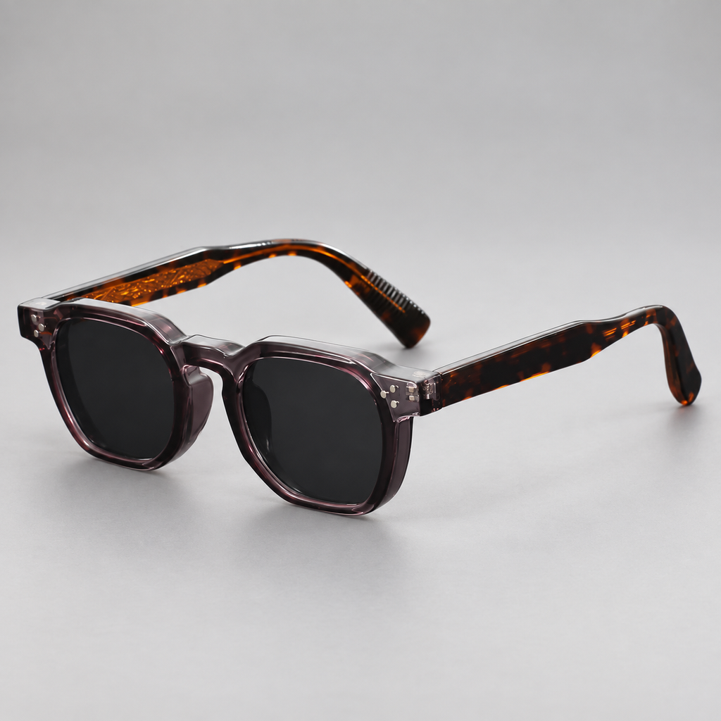 Dorian Rounded-Square Sunglasses with Rivet Details
