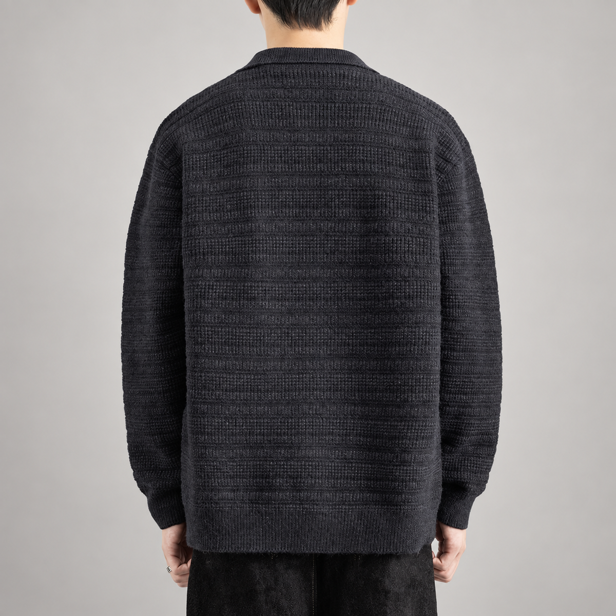 Dorian Men’s Textured Knit Button-Front Collared Cardigan Jacket