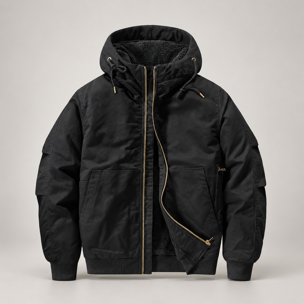 Dorian Men’s Sherpa-Lined Hooded Bomber Jacket