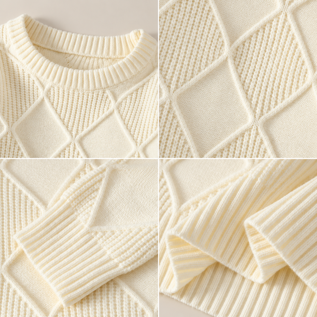 Dorian Men’s Textured Diamond Knit Crewneck Sweater