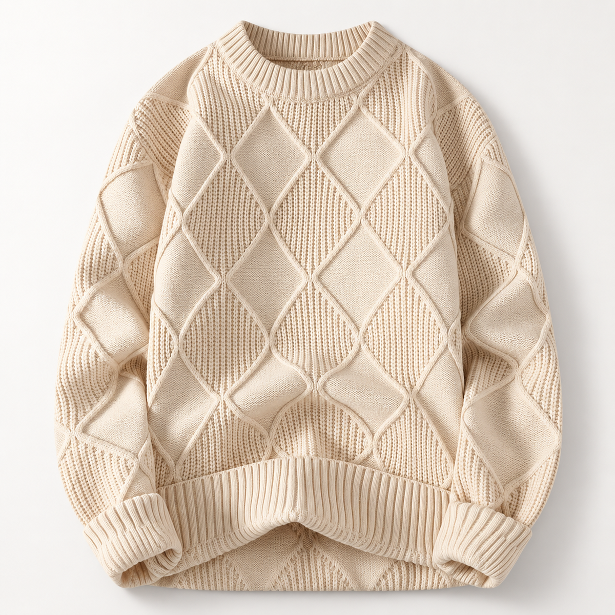 Dorian Men’s Textured Diamond Knit Crewneck Sweater