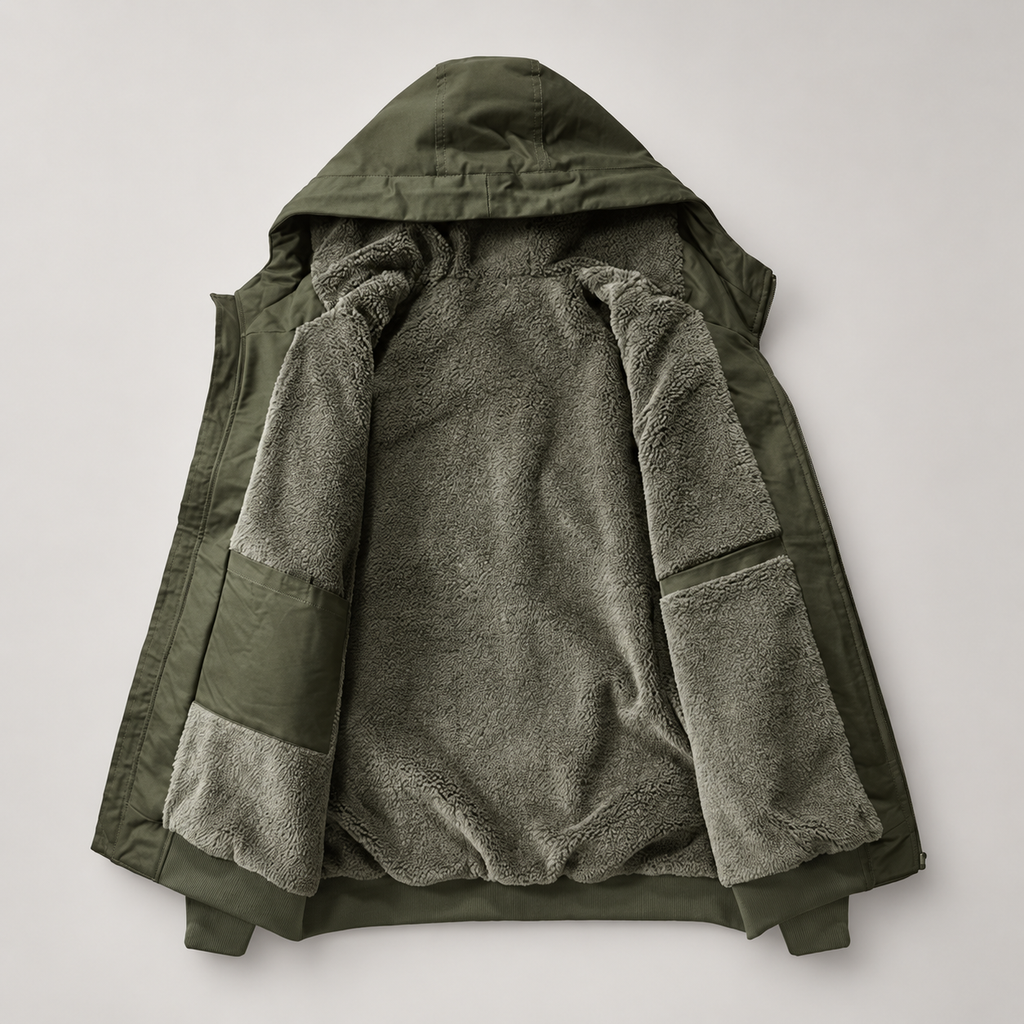 Dorian Men’s Sherpa-Lined Hooded Bomber Jacket