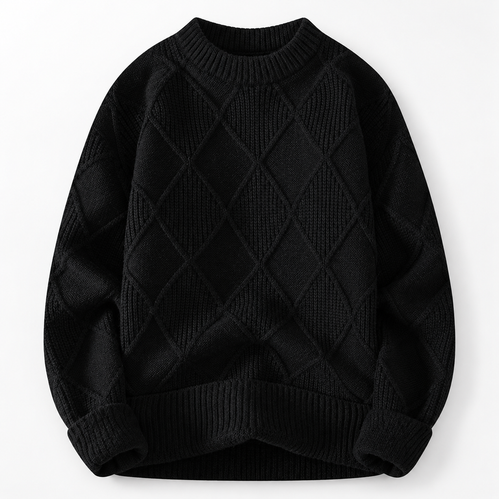 Dorian Men’s Textured Diamond Knit Crewneck Sweater