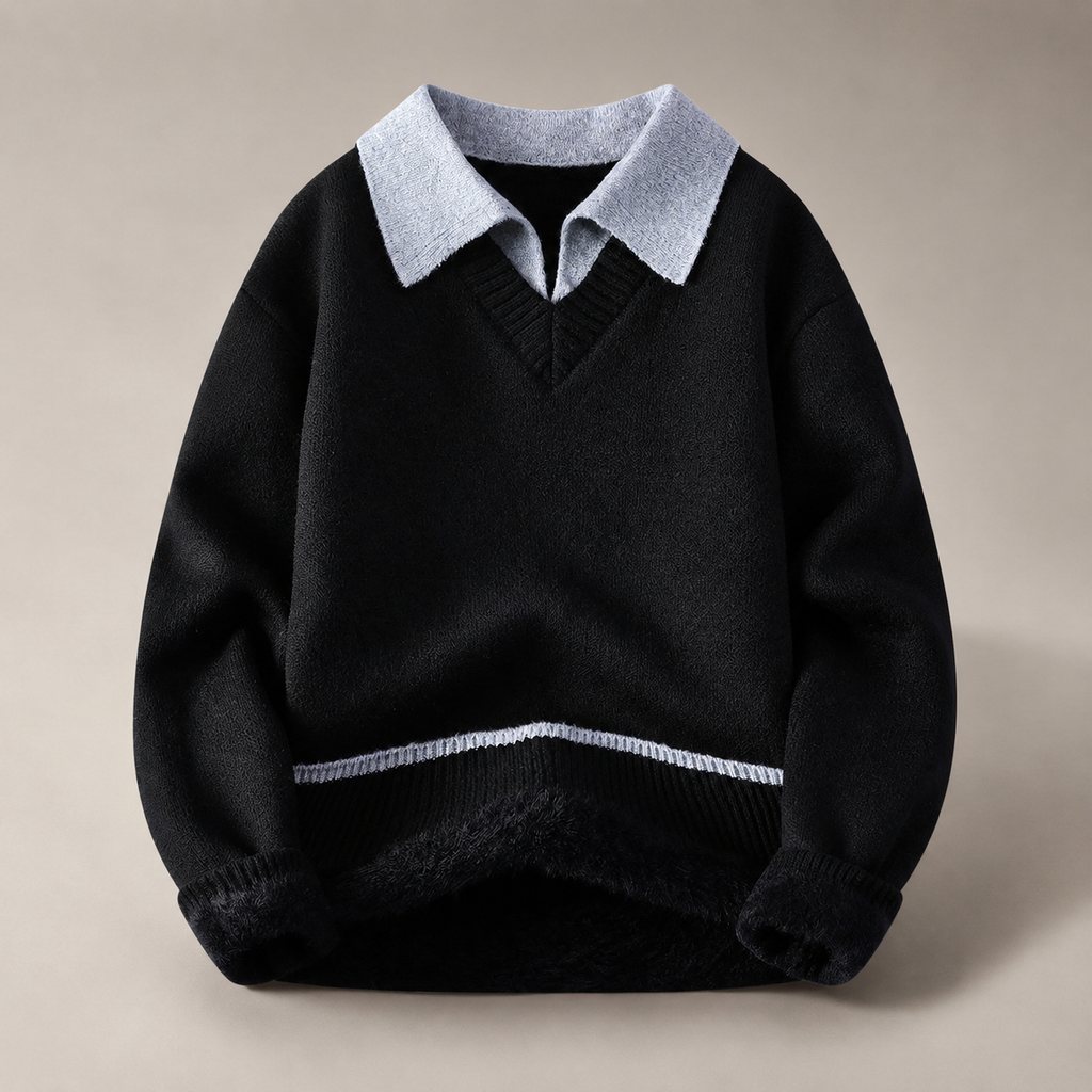 Edmund Men’s Contrast Collar Knit Pullover