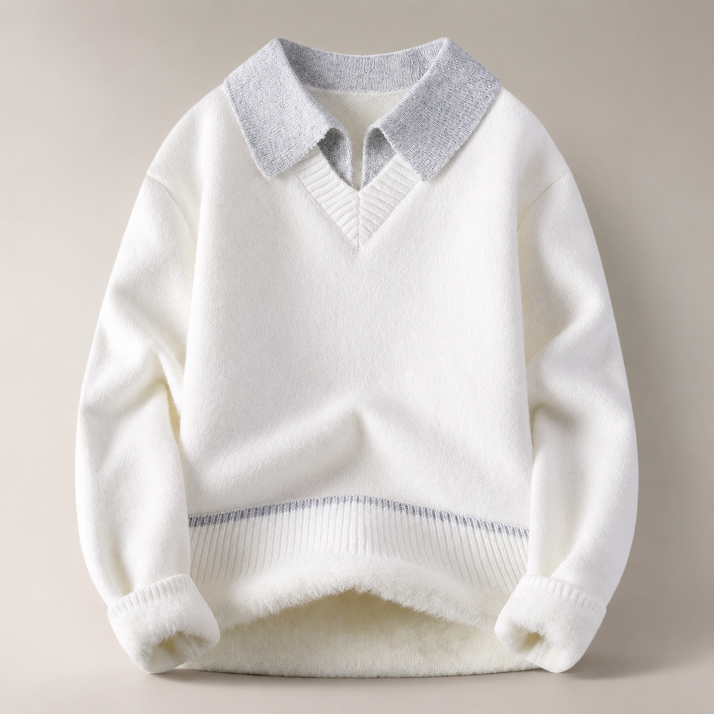 Edmund Men’s Contrast Collar Knit Pullover