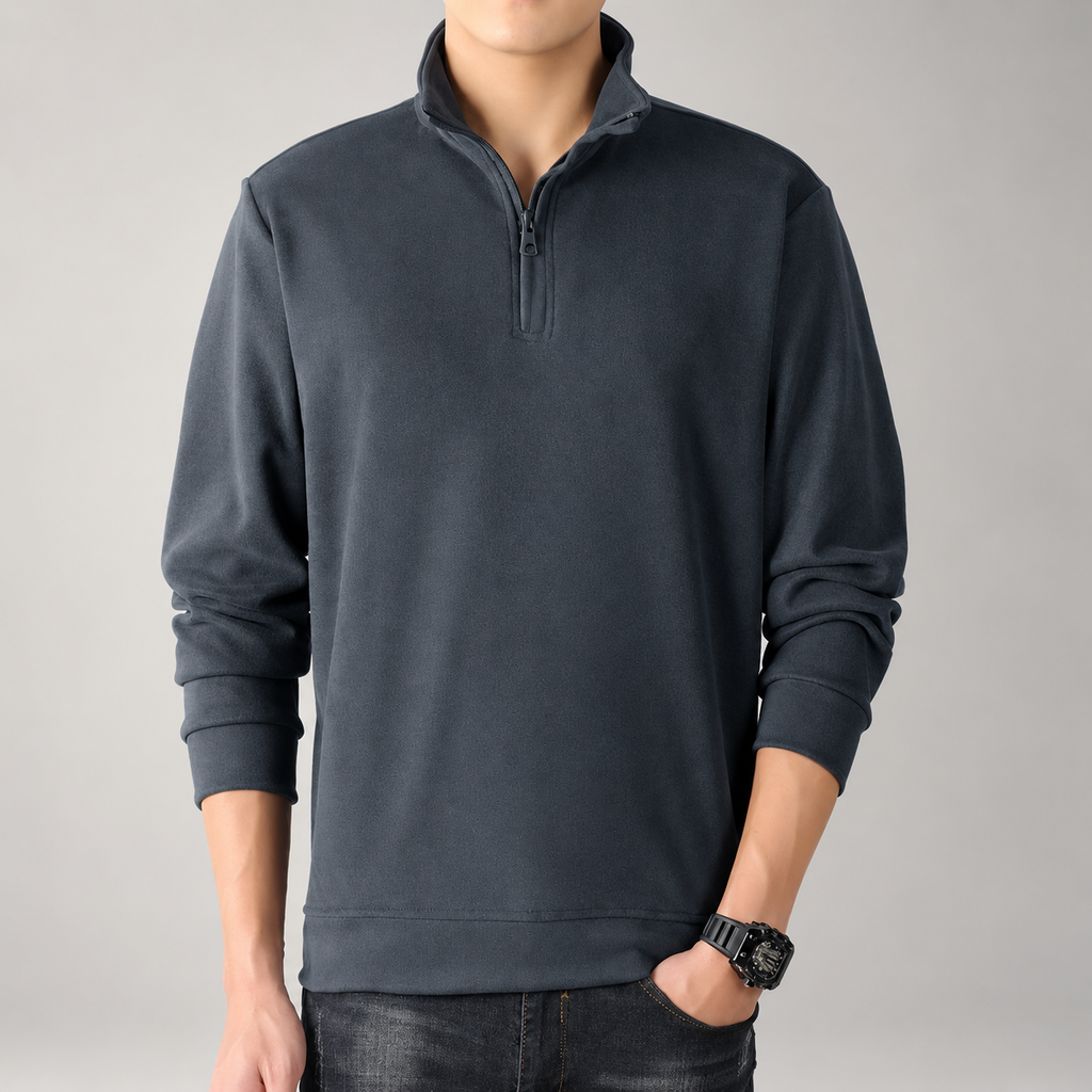 Edwin Men’s Quarter-Zip Fleece Pullover with Stand Collar