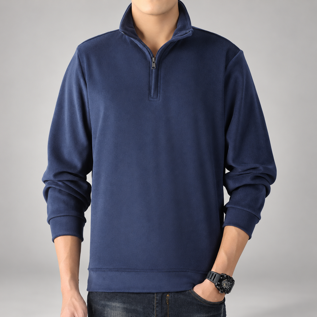 Edwin Men’s Quarter-Zip Fleece Pullover with Stand Collar
