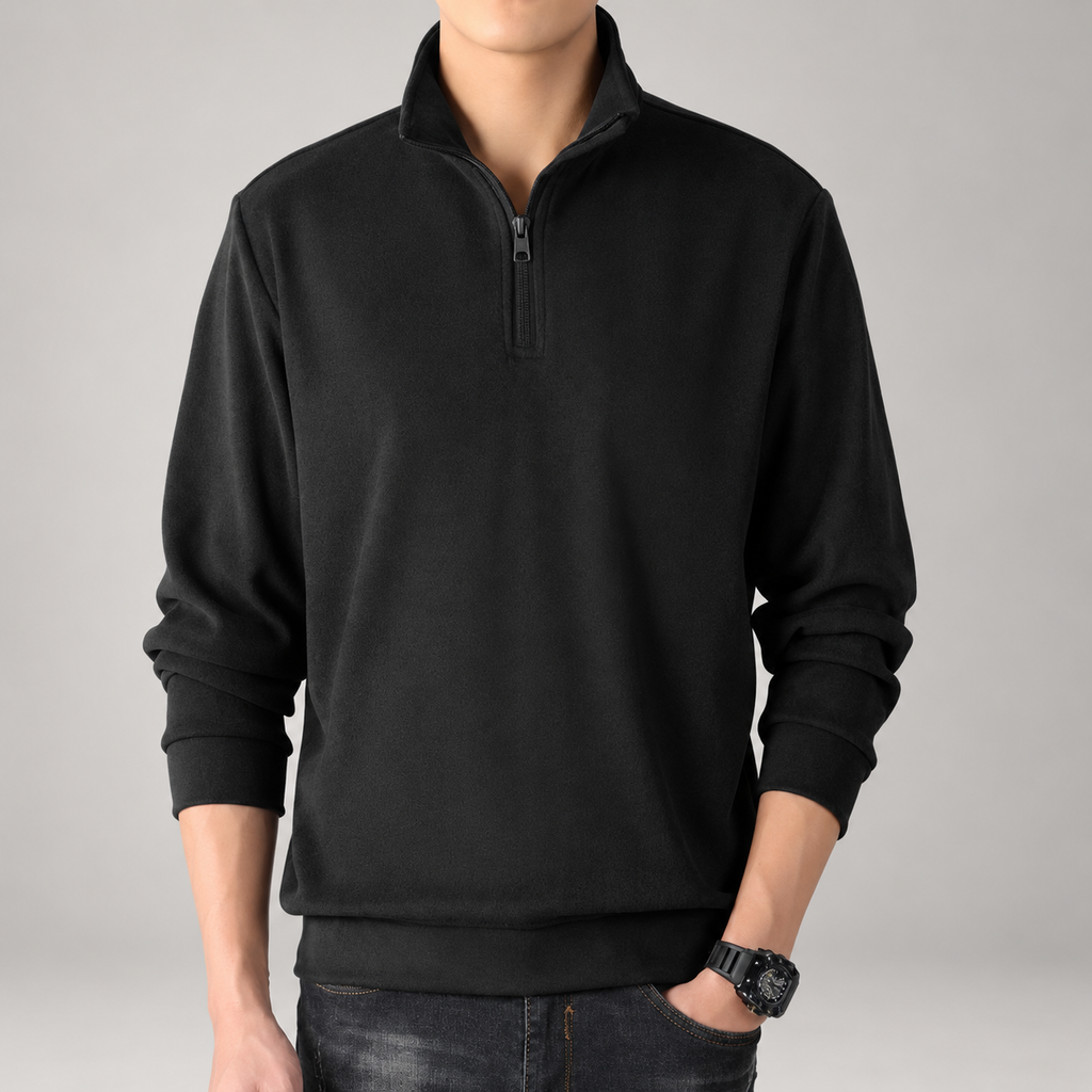 Edwin Men’s Quarter-Zip Fleece Pullover with Stand Collar