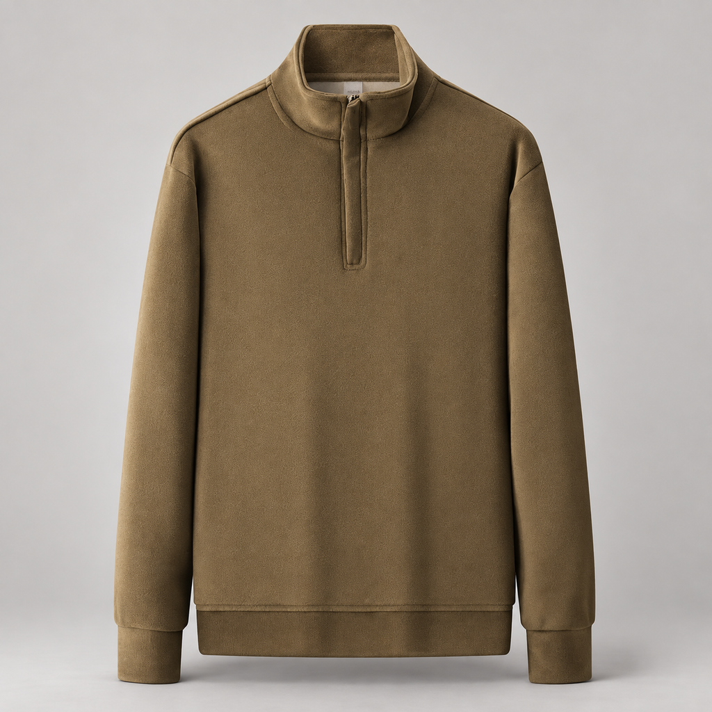 Edwin Men’s Quarter-Zip Fleece Pullover with Stand Collar