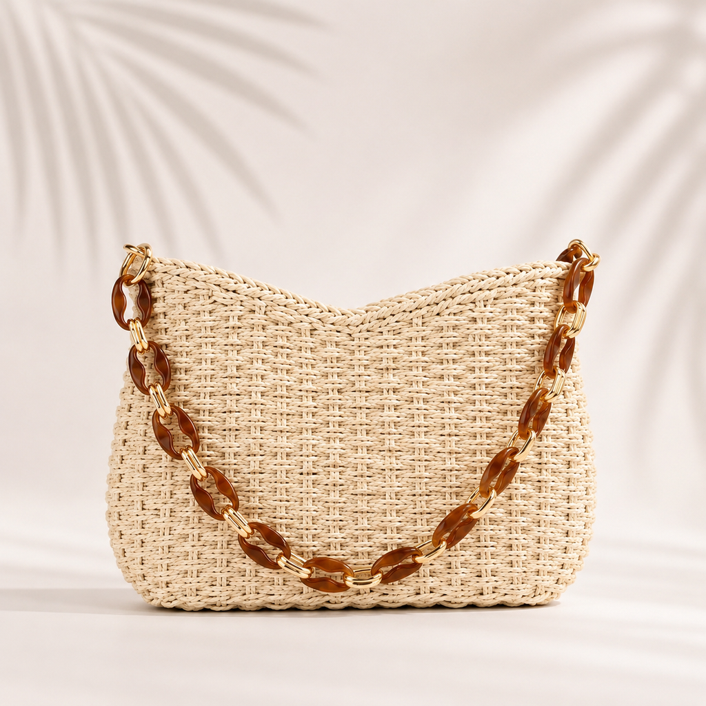 Elena Women's Hand-Woven Straw Tote Bag
