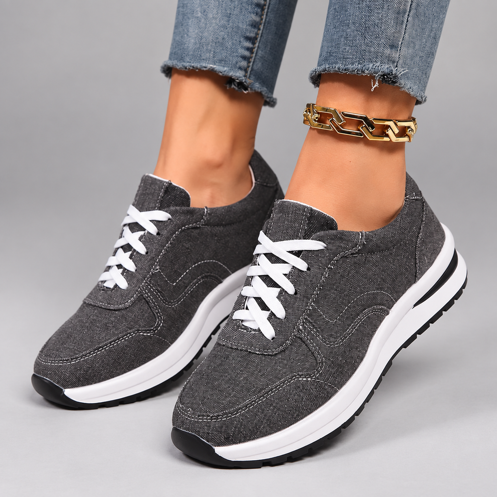 Elise Women’s Denim Lace-Up Sneakers with Platform Sole