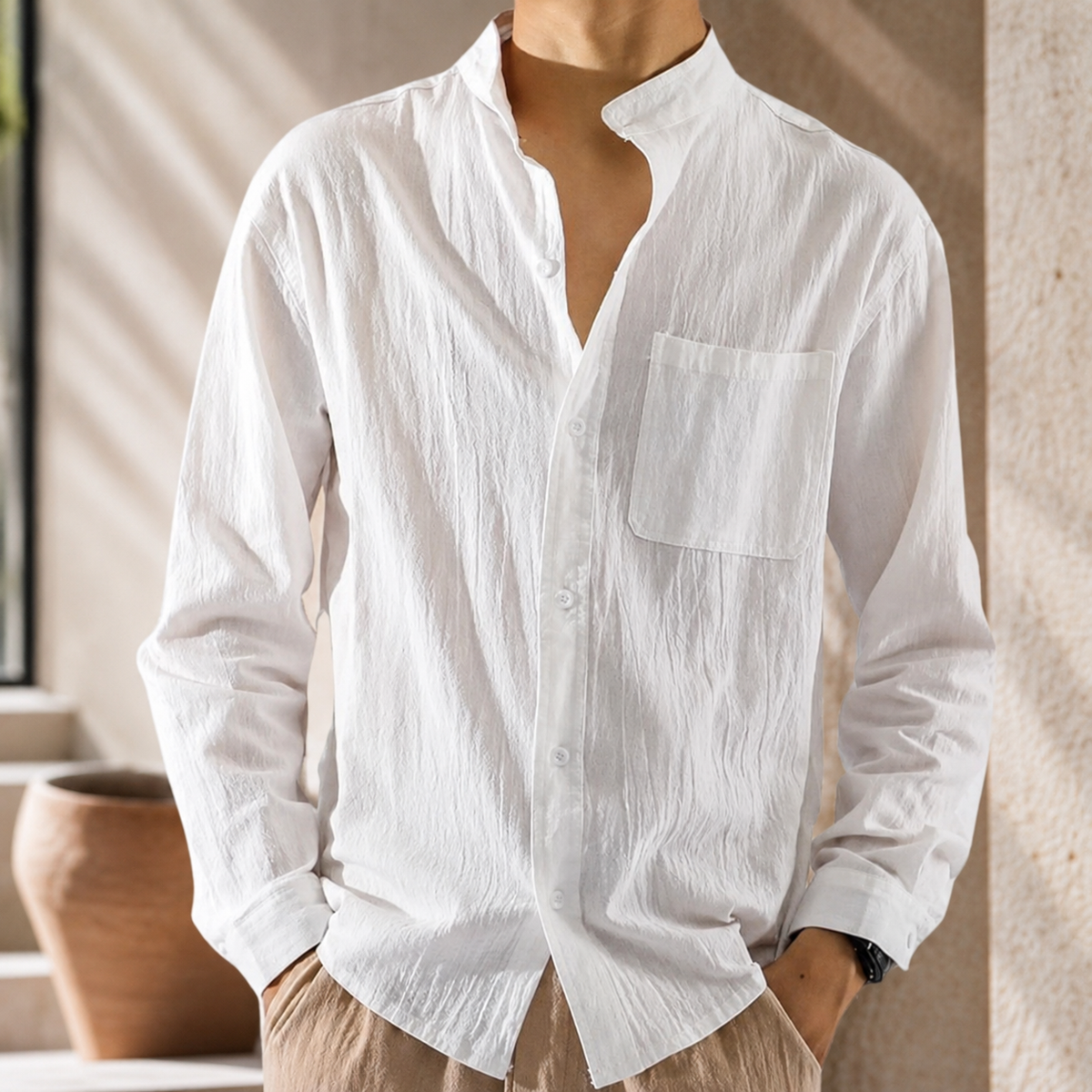 Elliot Long-Sleeve Linen Shirt