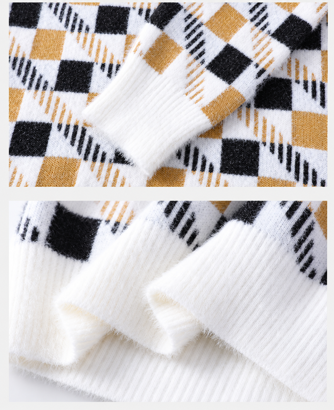 Elliott Men’s Fuzzy Checkerboard Crewneck Sweater