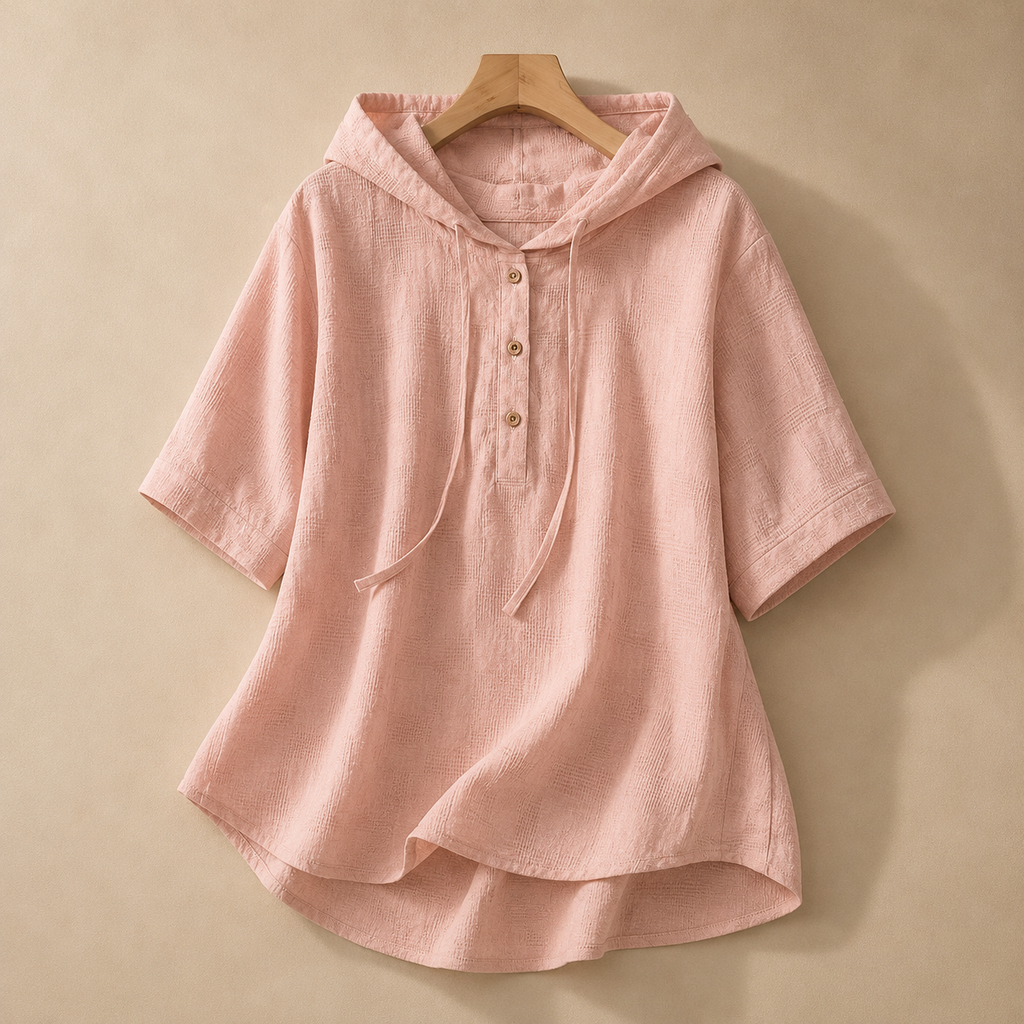 Elodie Women's Lightweight Hooded Blouse – Textured Long Sleeve Top