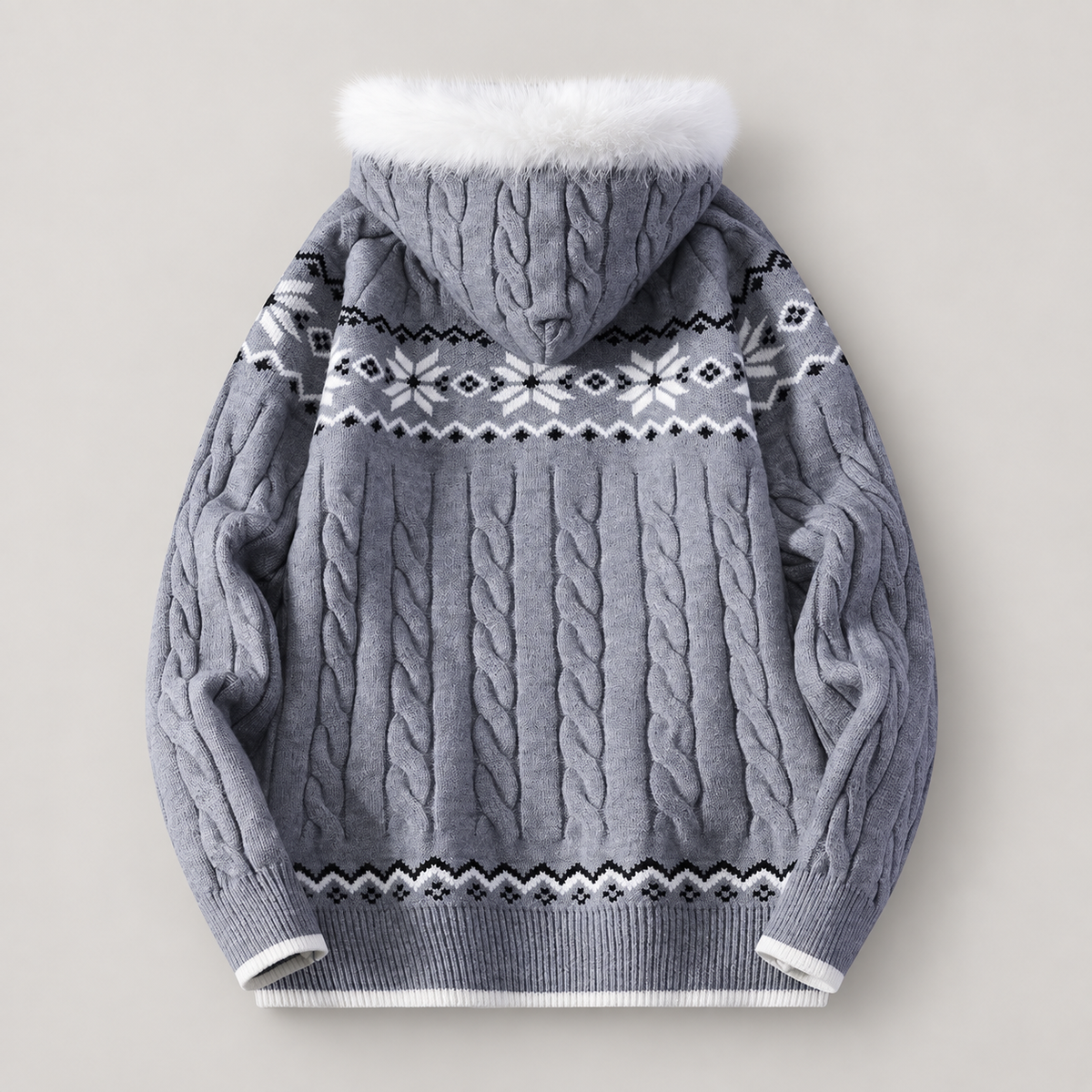 Emmett Men’s Cable-Knit Nordic Hooded Zip Cardigan