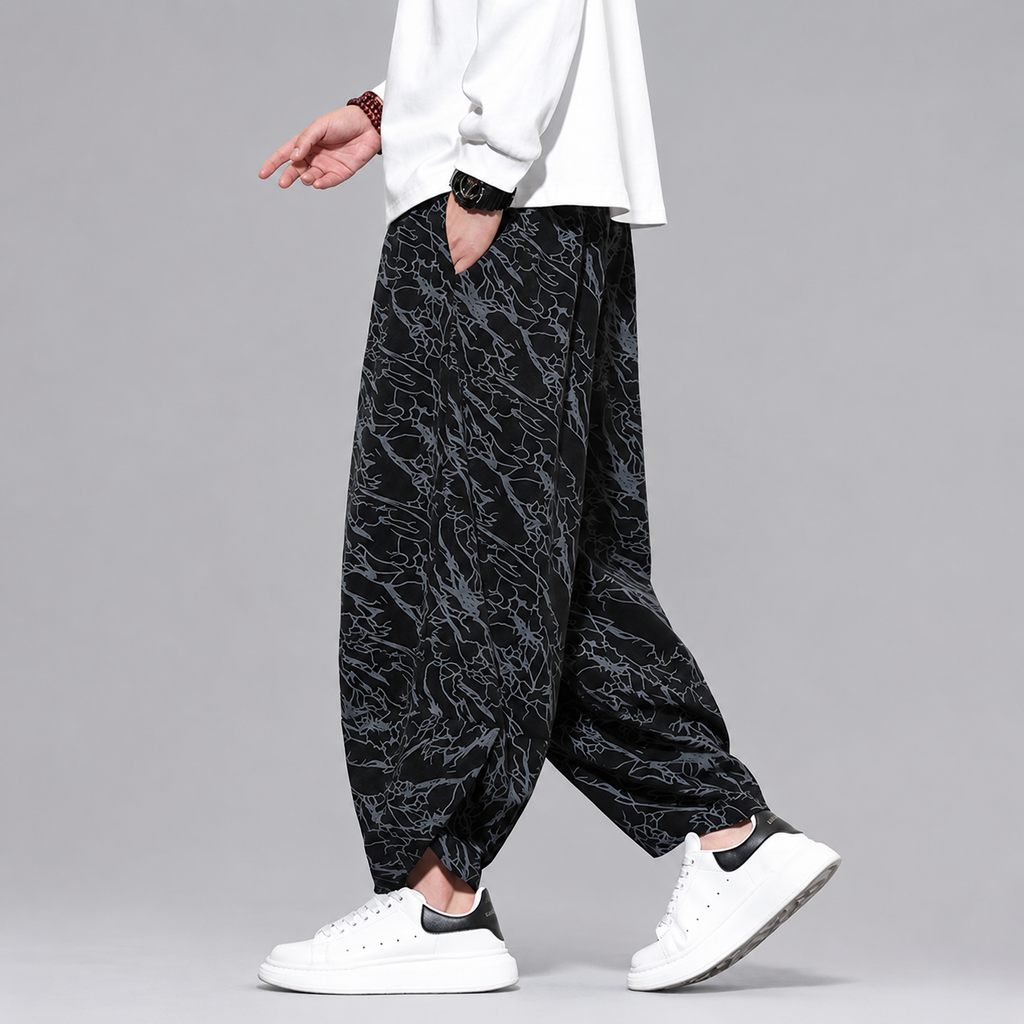 Enzo Abstract Print Balloon-Leg Drawstring Pants