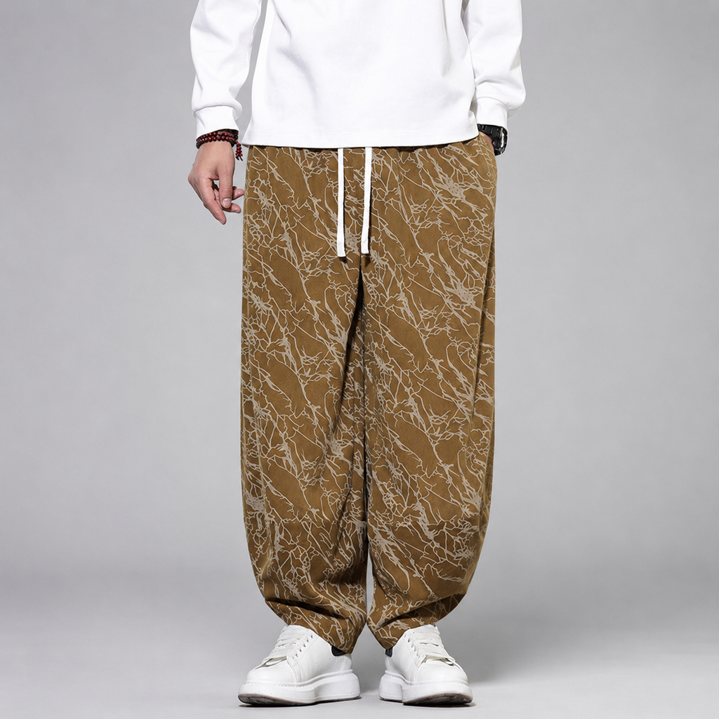 Enzo Abstract Print Balloon-Leg Drawstring Pants