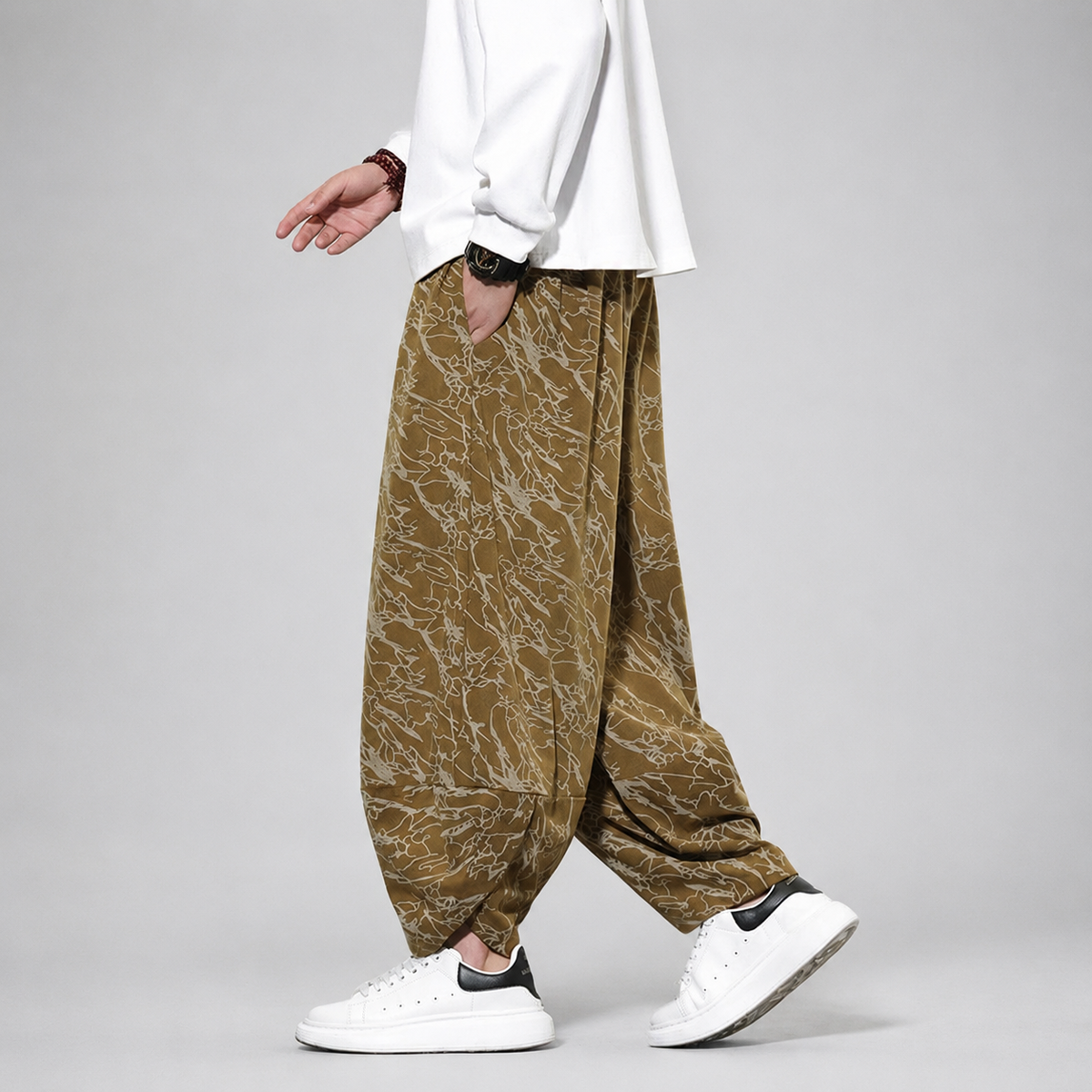 Enzo Abstract Print Balloon-Leg Drawstring Pants