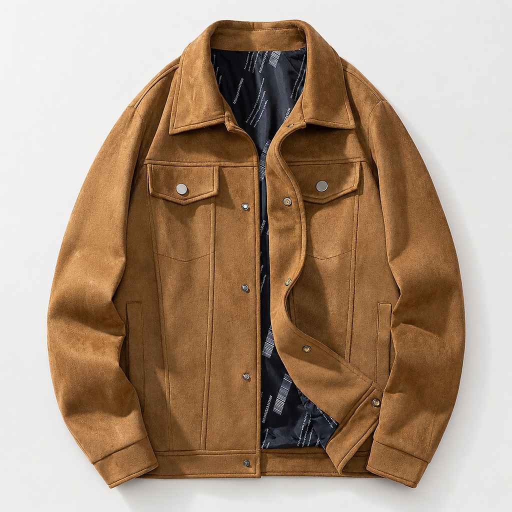 Enzo Men's Suede Trucker Jacket
