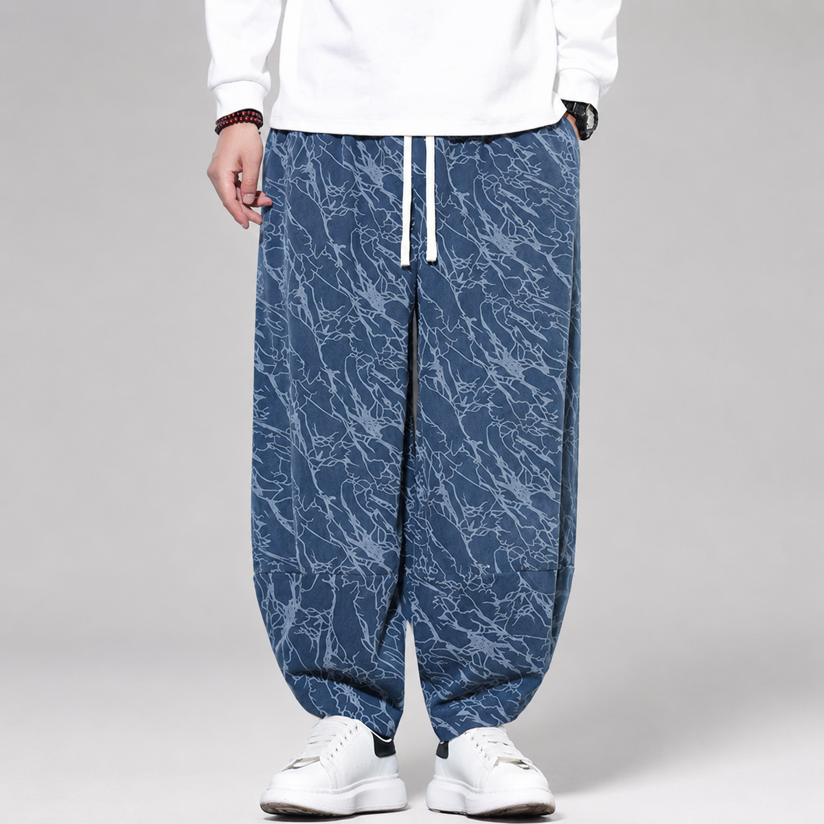 Enzo Abstract Print Balloon-Leg Drawstring Pants