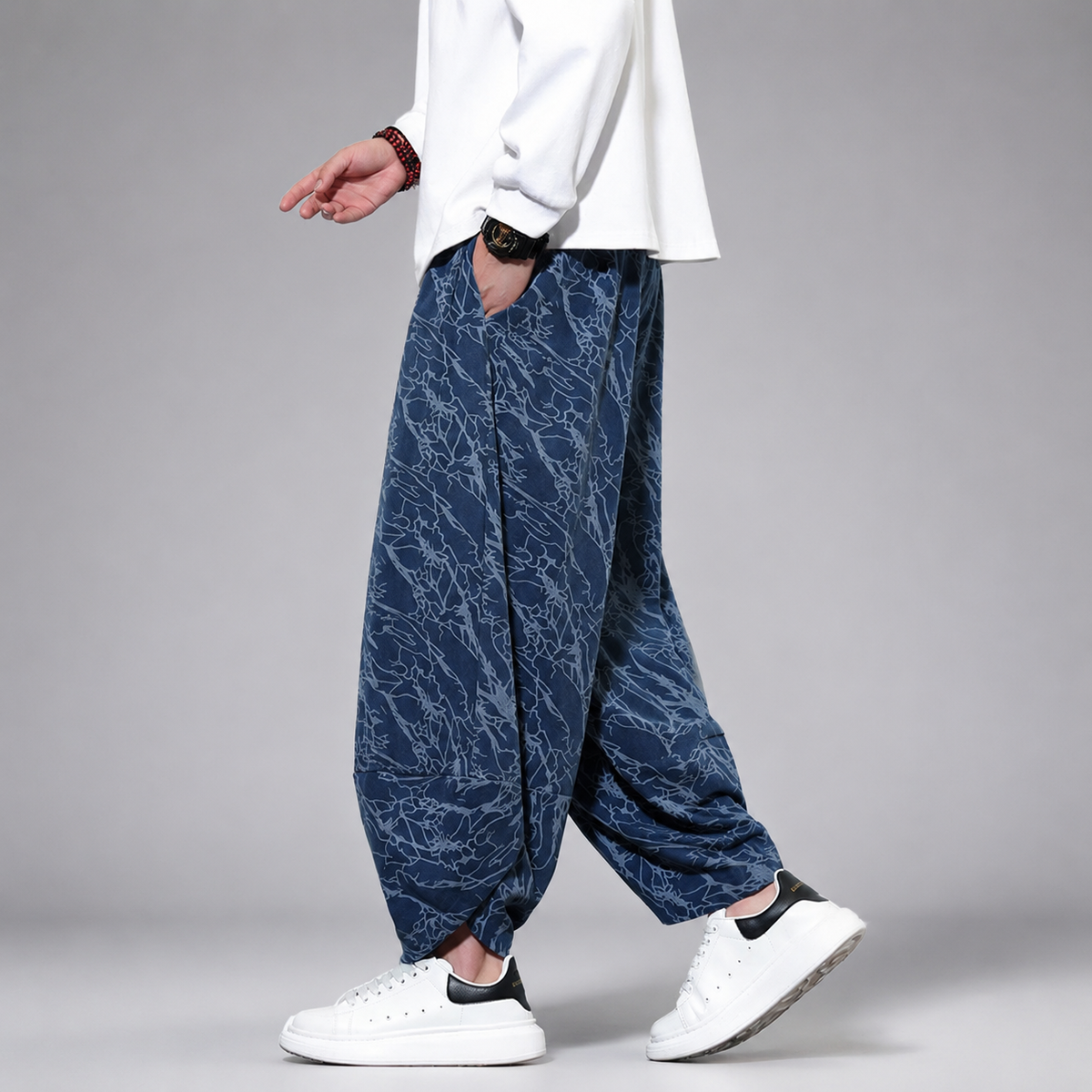Enzo Abstract Print Balloon-Leg Drawstring Pants