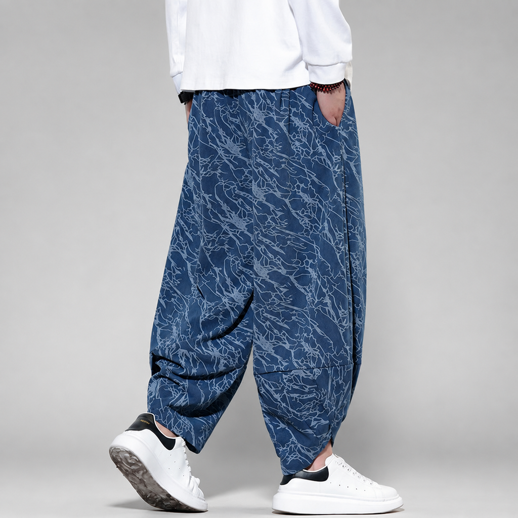 Enzo Abstract Print Balloon-Leg Drawstring Pants