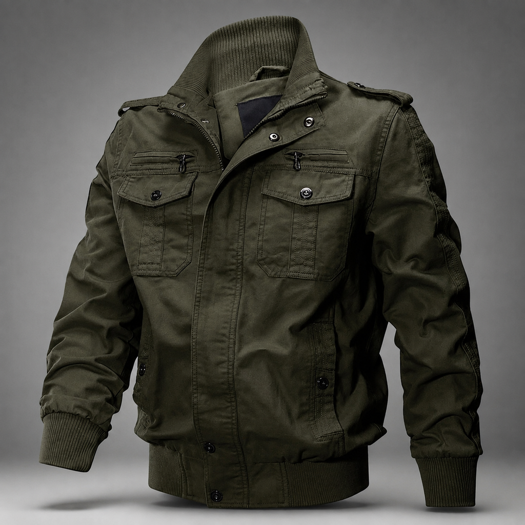 Enzo Men's Cotton Blend Utility Jacket – Multi-Pocket Casual Field Jacket