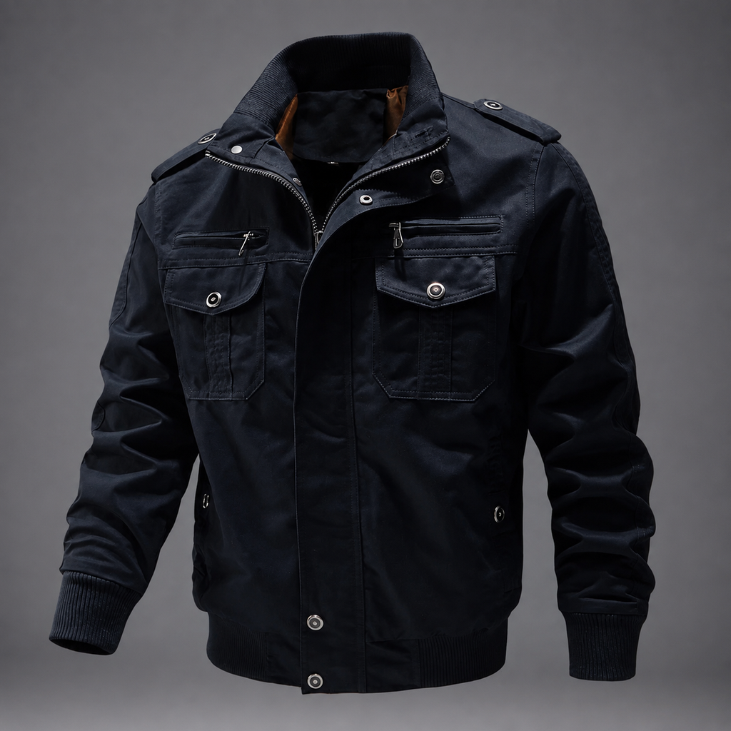 Enzo Men's Cotton Blend Utility Jacket – Multi-Pocket Casual Field Jacket