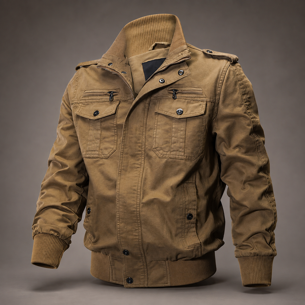 Enzo Men's Cotton Blend Utility Jacket – Multi-Pocket Casual Field Jacket