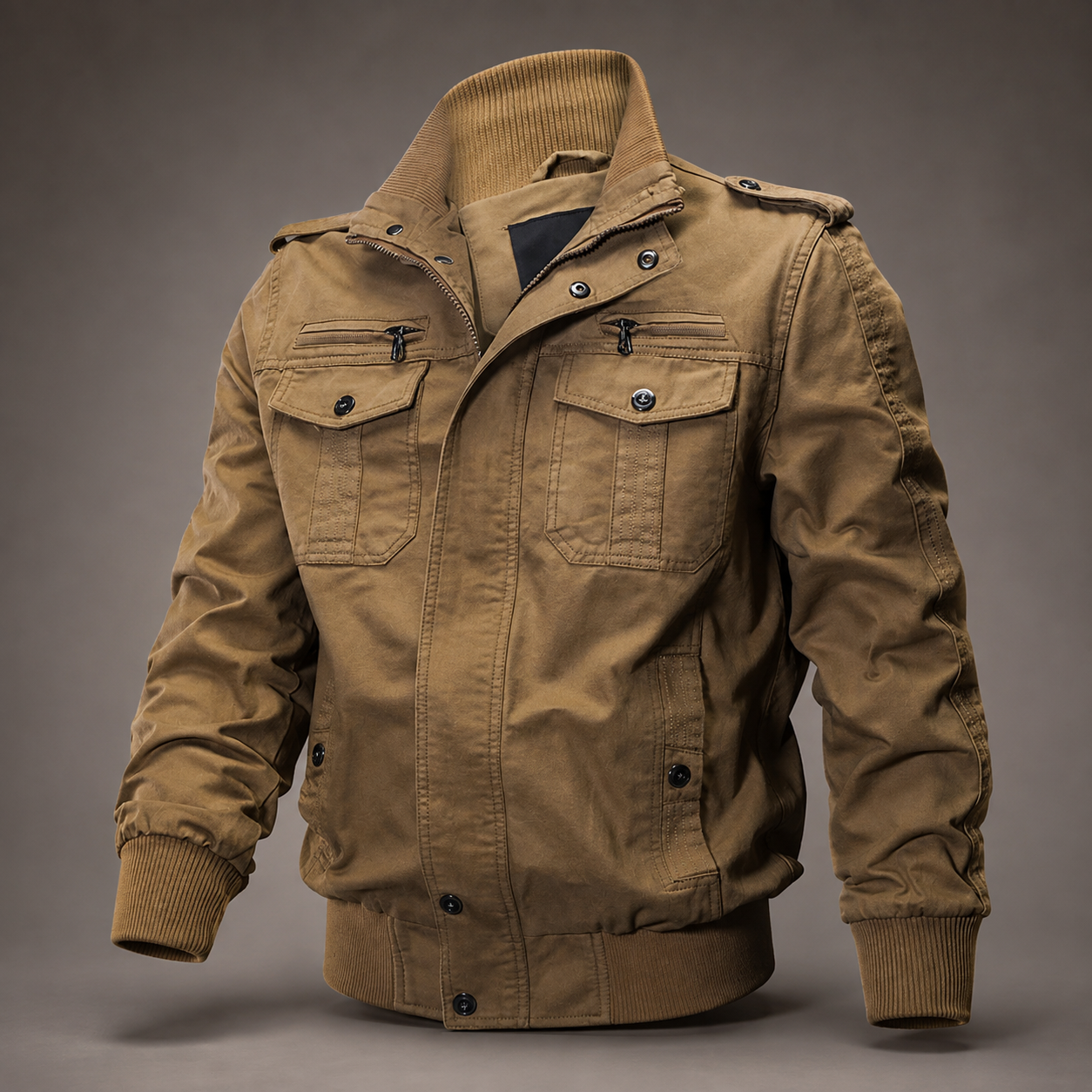 Enzo Men's Cotton Blend Utility Jacket – Multi-Pocket Casual Field Jacket