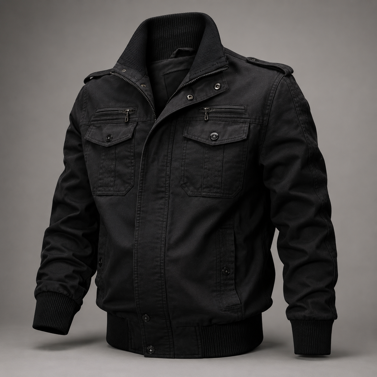 Enzo Men's Cotton Blend Utility Jacket – Multi-Pocket Casual Field Jacket