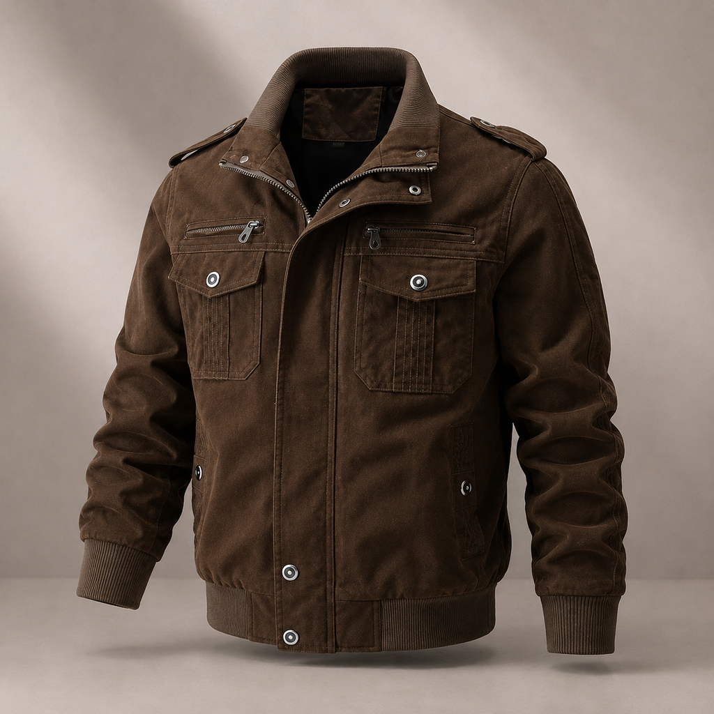 Enzo Men's Cotton Blend Utility Jacket – Multi-Pocket Casual Field Jacket