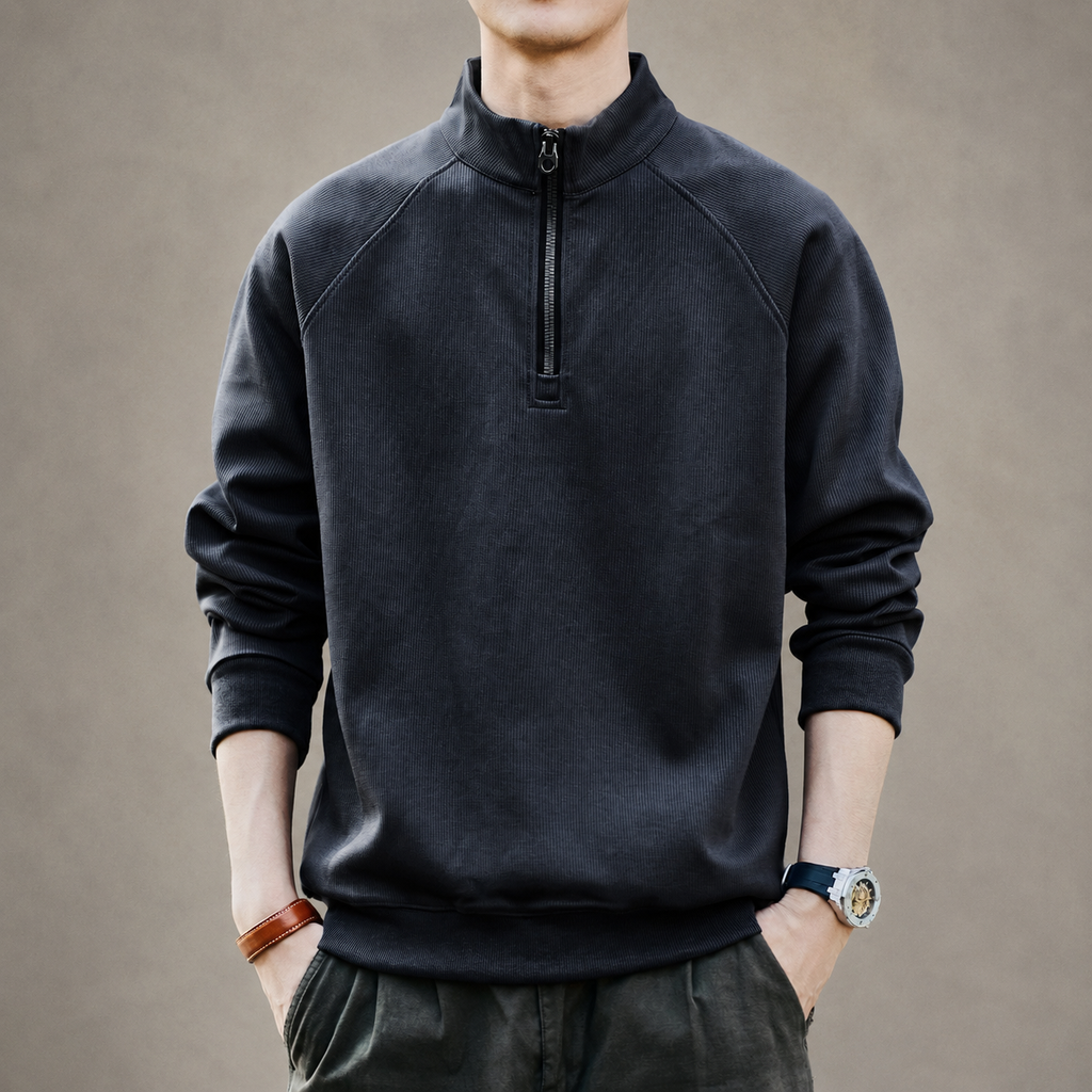 Ethan Men’s Ribbed Quarter-Zip Pullover