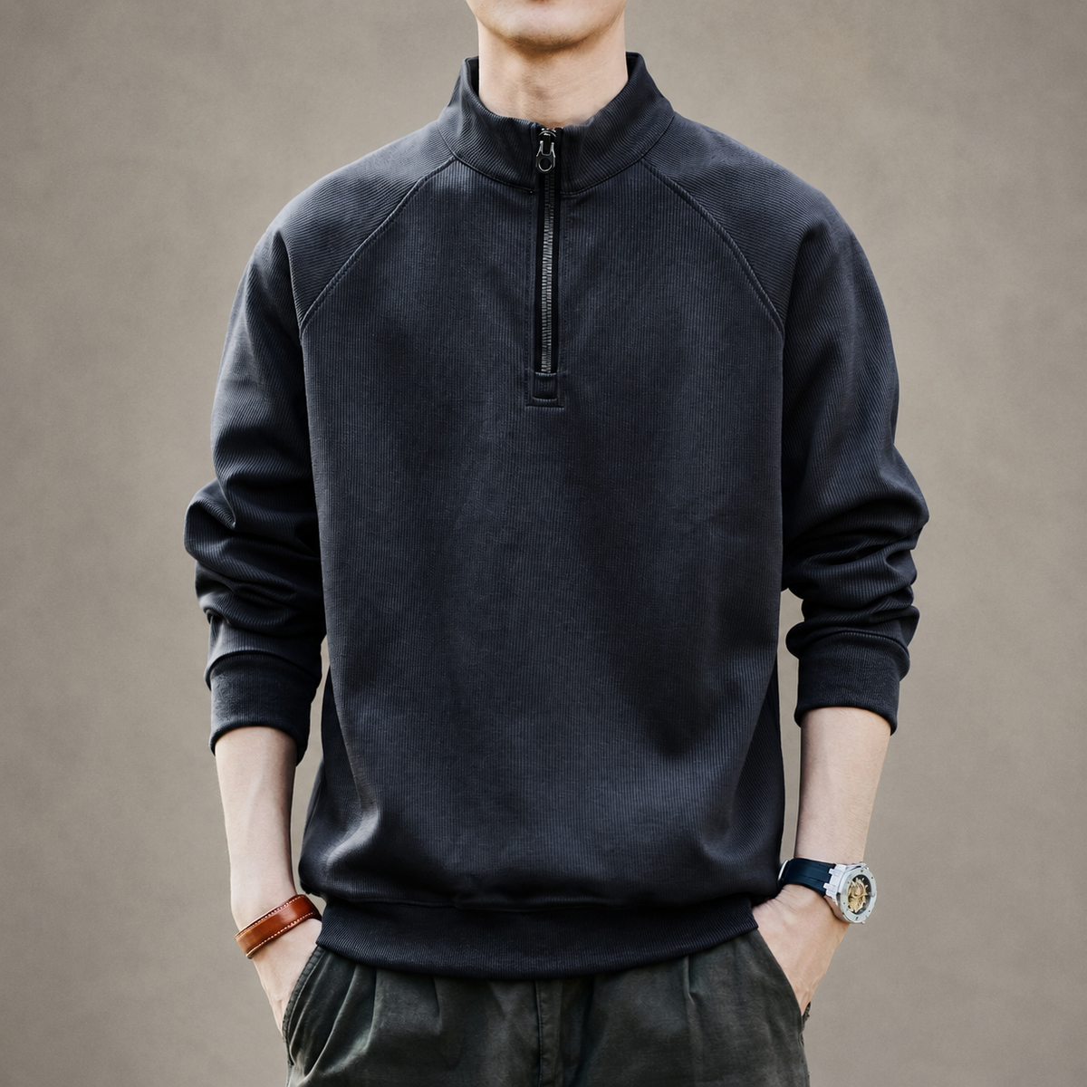 Ethan Men’s Ribbed Quarter-Zip Pullover