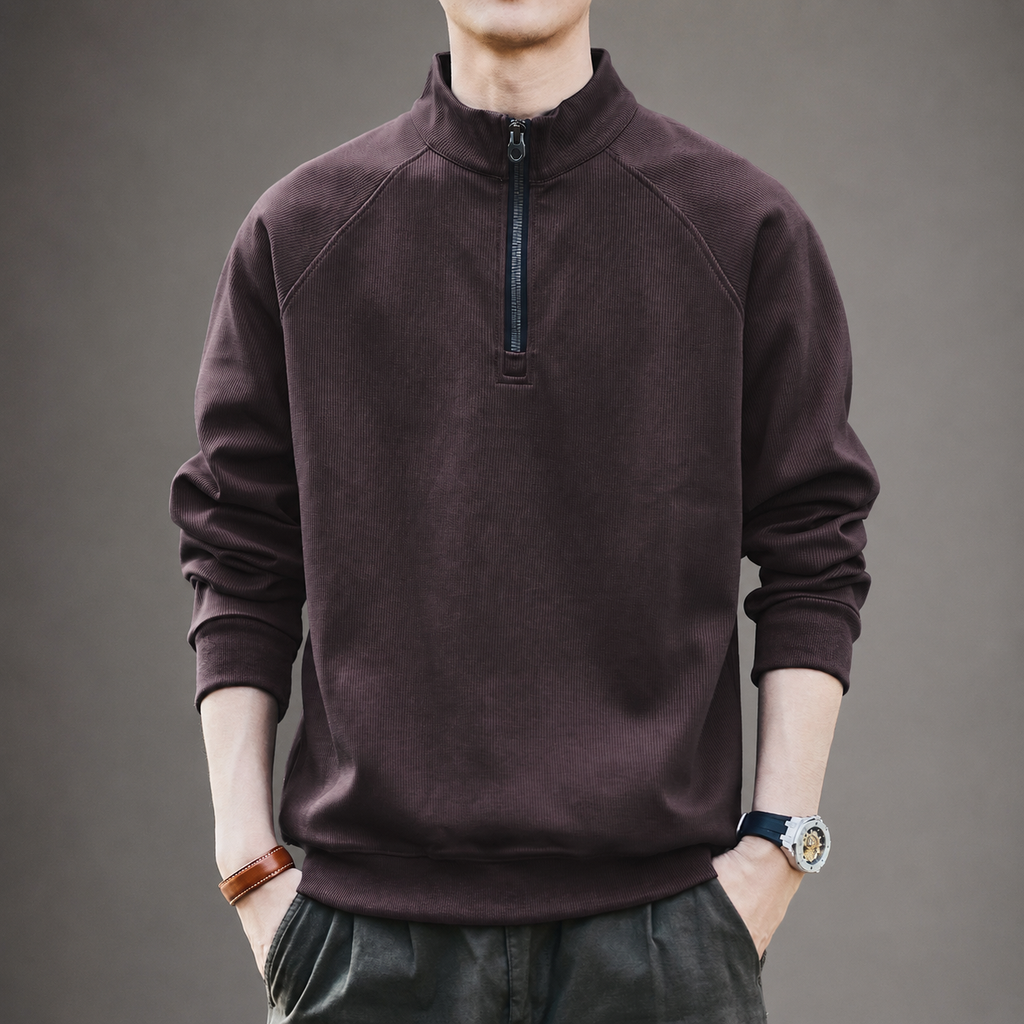 Ethan Men’s Ribbed Quarter-Zip Pullover