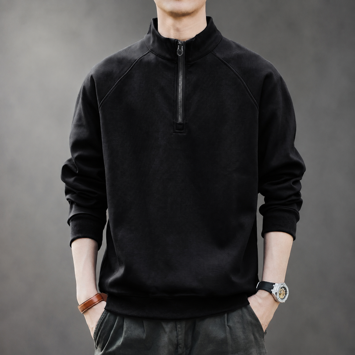 Ethan Men’s Ribbed Quarter-Zip Pullover