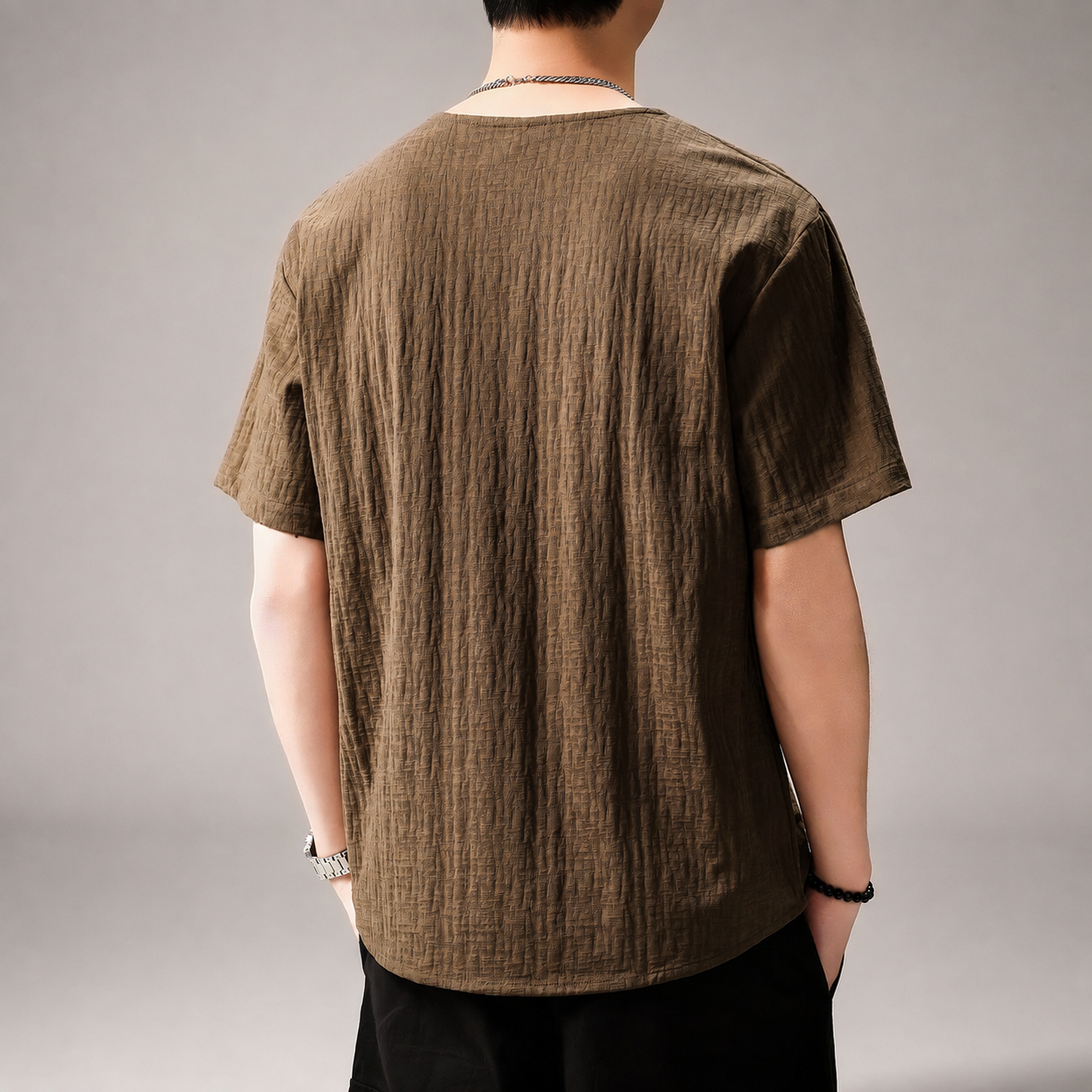 Ethan Men’s Textured Short Sleeve Henley Shirt