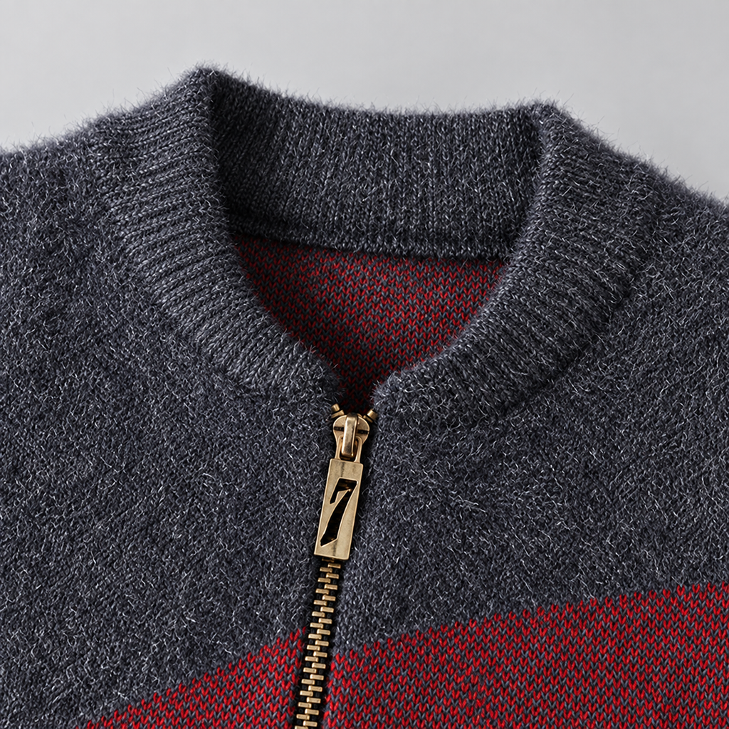 Etienne Men’s Abstract Pattern Full-Zip Knit Jacket