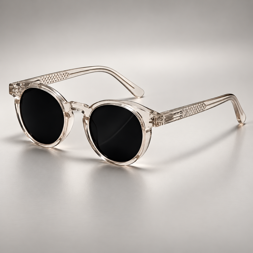 Etienne Round Keyhole Bridge Sunglasses with Decorative Temples